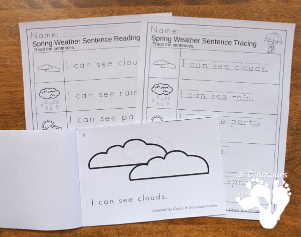 Rain & Umbrella Themed Spring Pack For PreK & Kindergarten- with loads of activities that work on ABCs, numbers, math counting and more - It has a mix of hands-on and no-prep activities - 3Dinosaurs.com