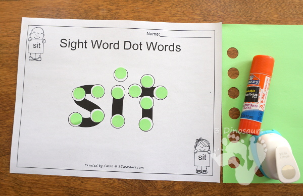 Free Romping & Roaring Second Grade Sight Words: sit, sleep, tell, their 6 pages of printables for each word - 3Dinosaurs.com