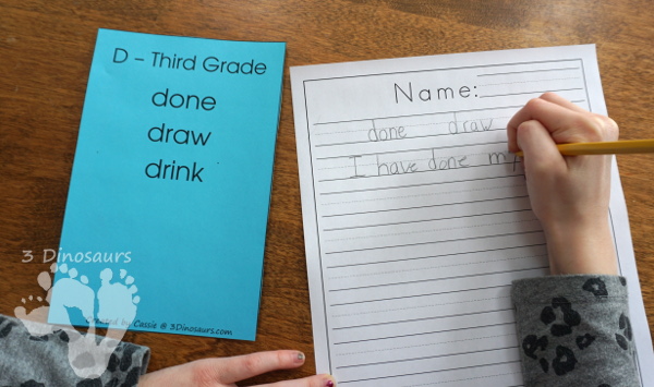 Free Dolch Sight Word Third Grade Wall Cards - word sorted by letter - 3Dinosaurs.com