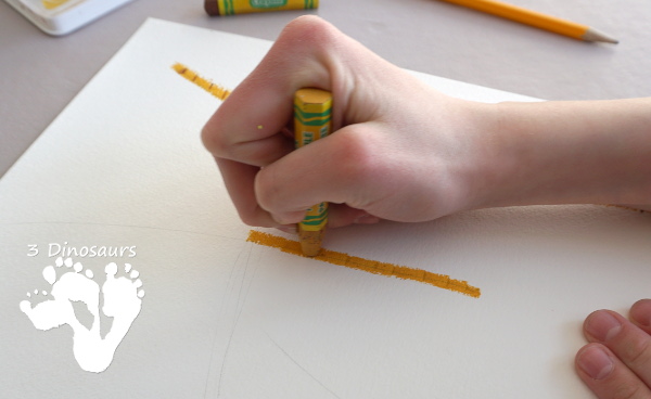 Watercolor & Oil Pastel Truffula Trees - a fun and easy way to do a mixed media art project with kids for the book The Lorax  - 3Dinosaurs.com