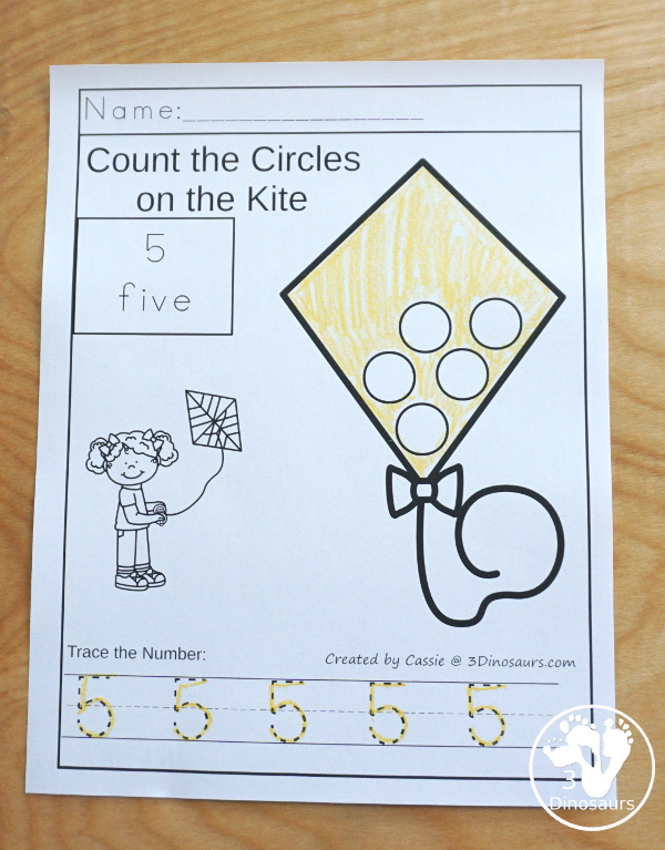 Spring Activities Pack with Prewriting, Shapes, ABCs, and Numbers - 191 pages of activities with no-prep pages, clip cards and tracing strips to help with learning skills with cute kites - 3Dinosaurs.com