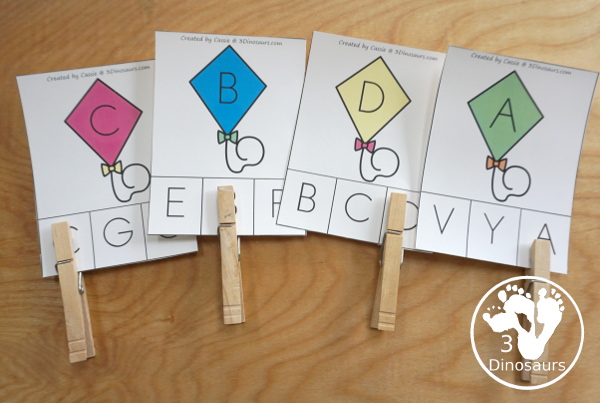 Spring Activities Pack with Prewriting, Shapes, ABCs, and Numbers - 191 pages of activities with no-prep pages, clip cards and tracing strips to help with learning skills with cute kites - 3Dinosaurs.com