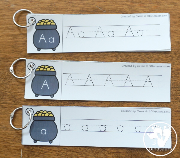 St. Patrick's Day Activities Pack with Prewriting, Shapes, ABCs, and Numbers - 191 pages of activities with no-prep pages, clip cards and tracing strips to help with learning skills - 3Dinosaurs.com