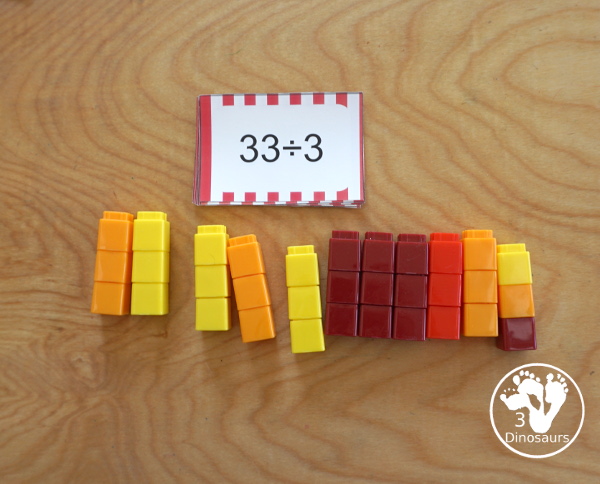 Free Division Flash Cards - with division from 1 to 12 with white, red, green, pink and blue options for the cards - 3Dinosaurs.com