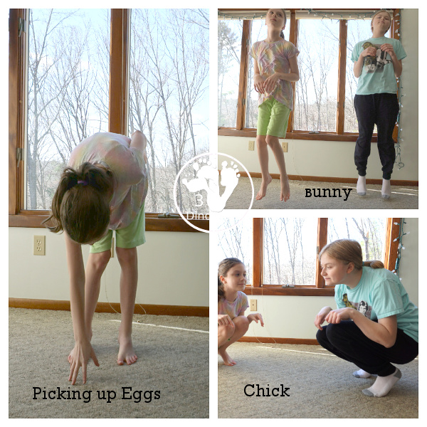 Free Easter Gross Motor Dice - with 6 fun movements for kids to get moving during Easter time with bunny eggs and more - 3Dinosaurs.com