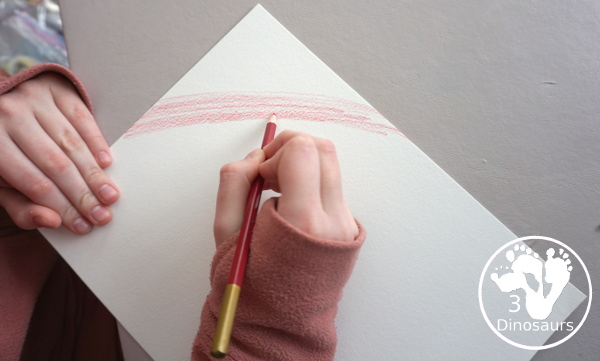Rainbow Watercolor Pencil Painting - this is a great way to change up coloring and painting activities and watch how the pencil coloring mixes on the paper and makes a great watercolor painting  - 3Dinosaurs.com