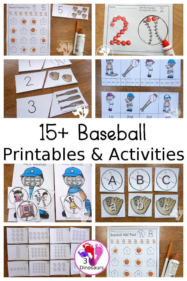 Baseball Activities & Printables on 3Dinosaurs.com