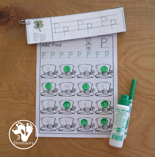 St Patricks Day ABC Find - easy no-prep printables with a fun leprechaun or hats theme 52 pages with uppercase and lowercase $ - 3Dinosaurs.com