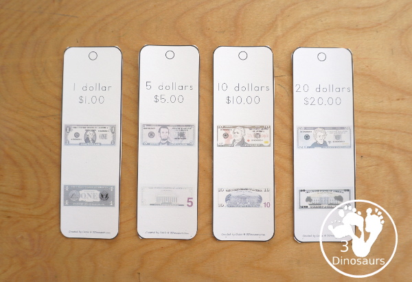 Free Money Bookmarks - they have 1 dollar, 5 dollars, 10 dollars, and 20 dollars for the bookmarks. - 3Dinosaurs.com
