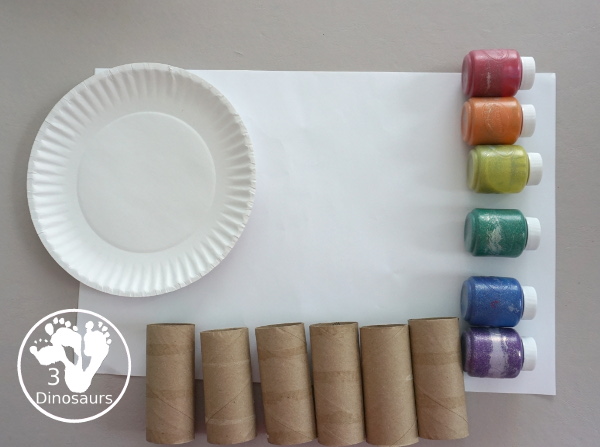 Paper Roll Rainbow Painting - a simple rainbow painted with paper rolls this is a great rainbow, spring and St. Patrick's Day craft - 3Dinosaurs.com