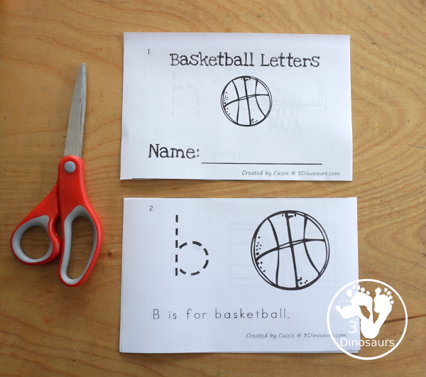 Free Basketball ABC Easy Reader Book - with tracing lower letters and 5 themes in the book for kids to use in kindergarten and prek  - 3Dinosaurs.com