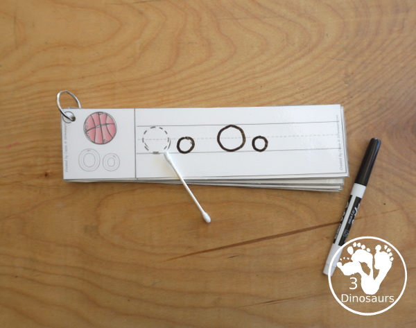 Free Basketball ABC Tracing Strips - with uppercase and lowercase together. You have fun kids with a basketball plus you can see an example of how to trace the letters - 3Dinosaurs.com