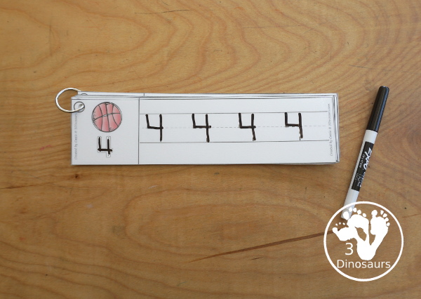 Free Basketball Number Tracing Strips - with numbers 0 to 20. You can tracing the numbers and an example of how to trace the numbers on the strips, plus a basketball on each tracing stip. - 3Dinosaurs.com
