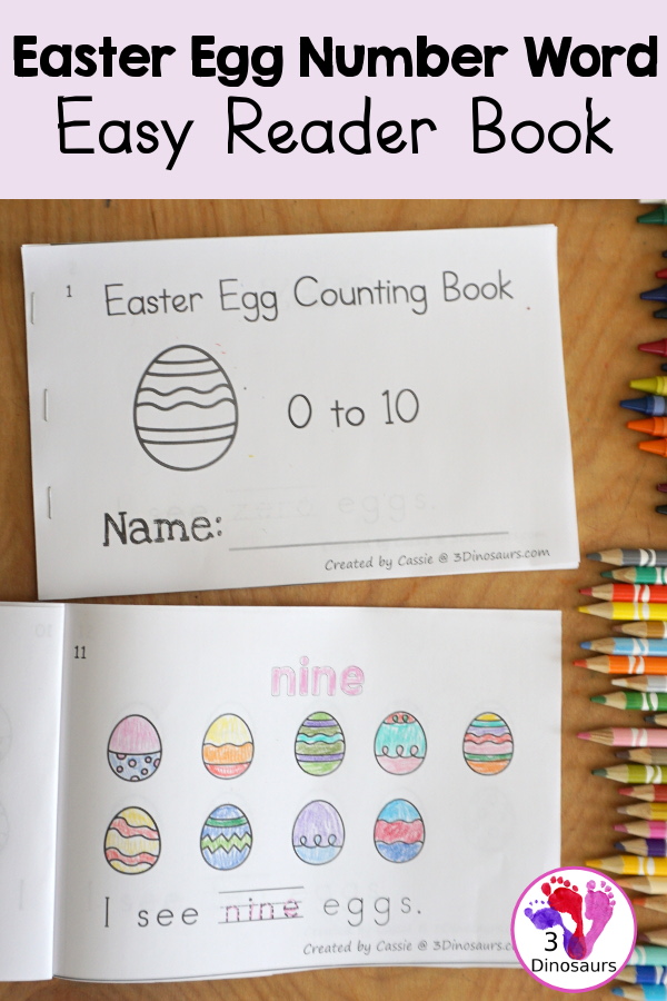 Free Easter Egg Number Word Counting Book Printable - with numbers from - to 10 for tracing, coloring and counting easter eggs - 3Dinosaurs.com