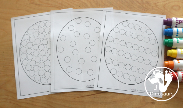 Free Easter Egg Fine Motor Mat Printables -  with four pages of printables with easter egg template to color, easter egg to trace, easter egg to q-tip and a dot marker easter egg, all great for Easter. - 3Dinosaurs.com