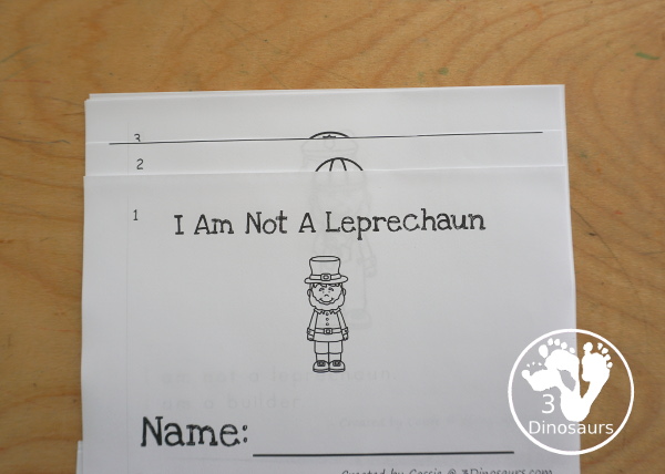 Free I am Not a Leprechaun Easy Reader Book Printable - it has several pages in the book with leprechauns dressed up as other things to hide. Plus a page to disguise your own leprechaun in a 10 page easy reader book for Saint Patrick's Day - 3Dinosaurs.com