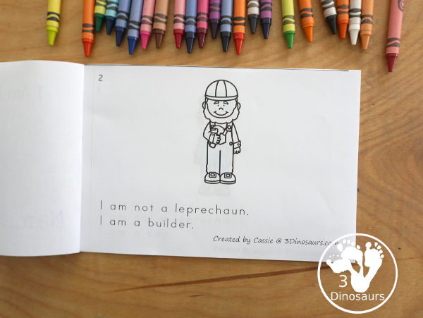Free I Am Not a Leprechaun Easy Reader Book - 10 page book for kids to read about jobs that the leprechaun does - 3Dinosaurs.com