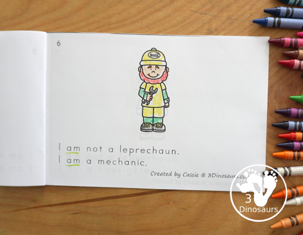 Free I Am Not a Leprechaun Easy Reader Book - 10 page book for kids to read about jobs that the leprechaun does - 3Dinosaurs.com