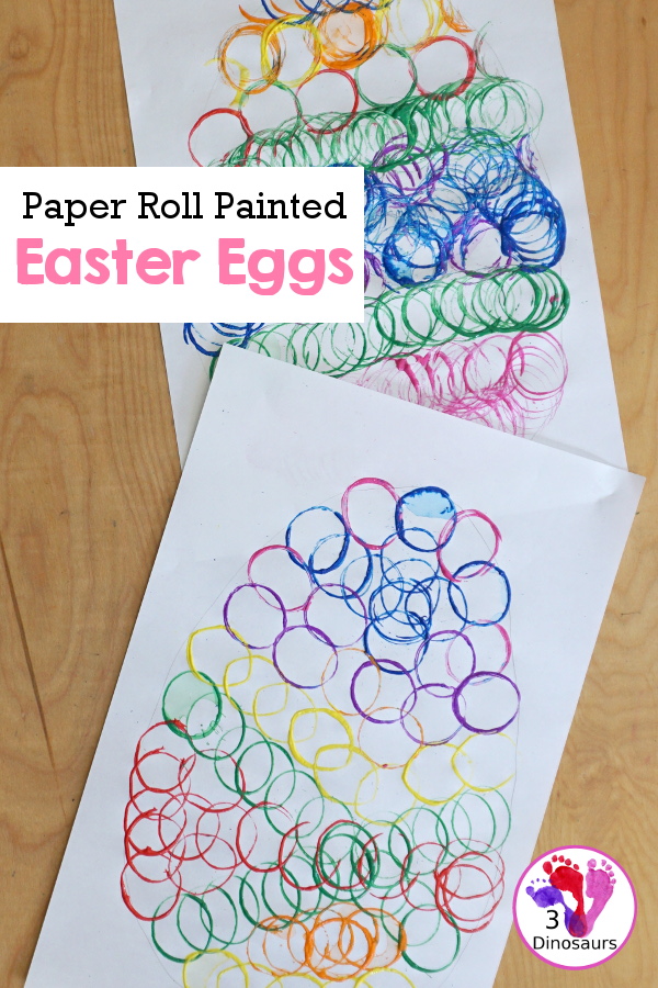 Paper Roll Painted Easter Eggs - a fun easter craft that kids can do that is simple and easy to set up with paper, paints and paper rolls - 3Dinosaurs.com