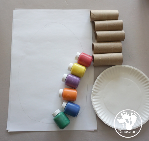 Paper Roll Painted Easter Eggs - a fun easter craft that kids can do that is simple and easy to set up with paper, paints and paper rolls - 3Dinosaurs.com