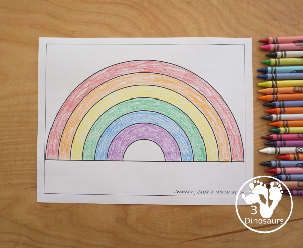 Free Rainbow Fine Motor Dot Marker Printables -  with six pages of printables with rainbows template to color, rainbows to trace, rainbow to q-tip and a dot marker rainbow, all great for spring fine motor centers. - 3Dinosaurs.com