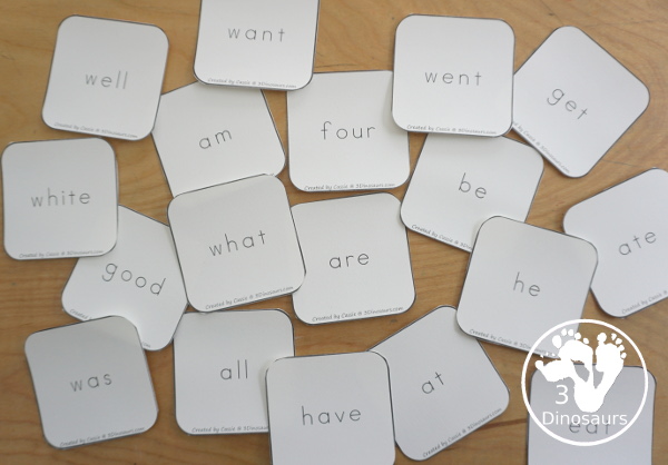 Free Cube Sight Word Flashcards - All 220 Dolch Sight Words - 6 cube cards on each page with cards for eash Dolch sight word list: preprimer, primer, first grade, second grade, and third grade - 3Dinosaurs.com