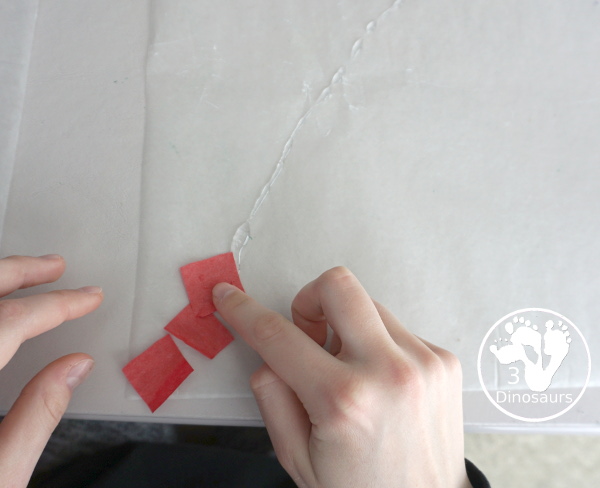 Tissue Paper Rainbow - a great craft you can make to hang in a window or display in a room. A great spring fine motor craft for kids - 3Dinosaurs.com