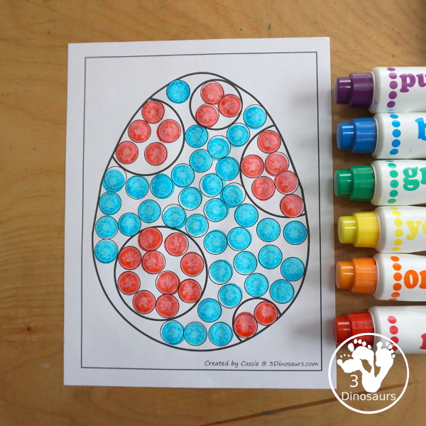 Free Dinosaur Egg Fine Motor Mats -has four fine motor mats. You have a dinosaur egg template, dinosaur egg tracing, dinosaur egg dot marker, and dinosaur egg cotton swab printables. - 3Dinosaurs.com