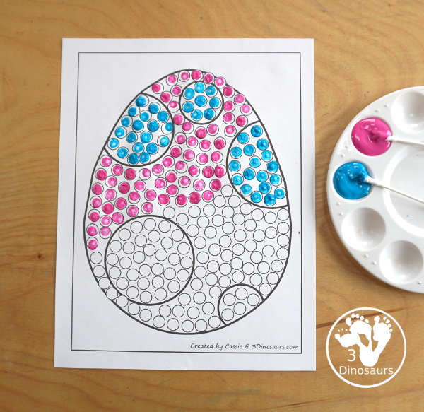 Free Dinosaur Egg Fine Motor Mats -has four fine motor mats. You have a dinosaur egg template, dinosaur egg tracing, dinosaur egg dot marker, and dinosaur egg cotton swab printables. - 3Dinosaurs.com