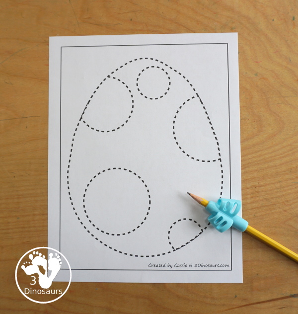 Free Dinosaur Egg Fine Motor Mats -has four fine motor mats. You have a dinosaur egg template, dinosaur egg tracing, dinosaur egg dot marker, and dinosaur egg cotton swab printables. - 3Dinosaurs.com