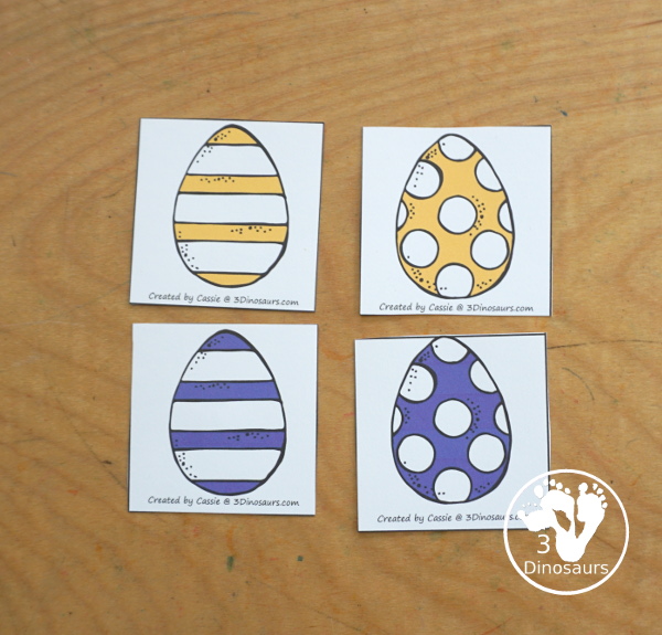 Easter Egg Color Pack - Color clip cards with 11 different colors and three words options on each card to clip. - 3Dinosaurs.com