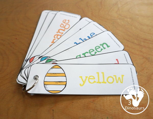 Easter Egg Color Pack - Color clip cards with 11 different colors and three words options on each card to clip. - 3Dinosaurs.com