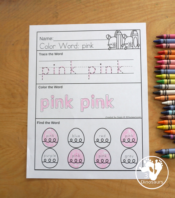 Easter Egg Color Pack - Color clip cards with 11 different colors and three words options on each card to clip. - 3Dinosaurs.com