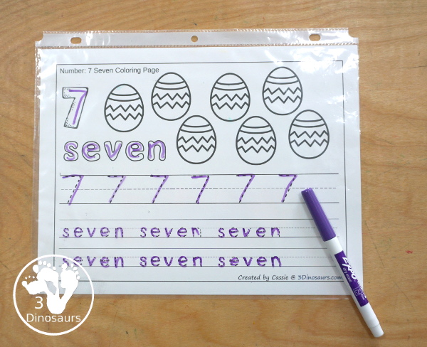 Free Easter egg Number Color & Trace - Numbers o to 10 with counting the Easter egg and tracing the number and number word for each number with 11 pages of printables for prek and kindergarten - 3Dinosaurs.com