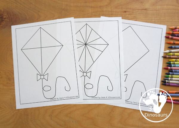 Free Kite Fine Motor Mat - a fun fine motor mat set for spring. You have kite templates, kite tracing, kite dot markers, and kite q-tip printables. All fun to use for a spring theme for fine motor centers of different kids.- 3Dinosaurs.com
