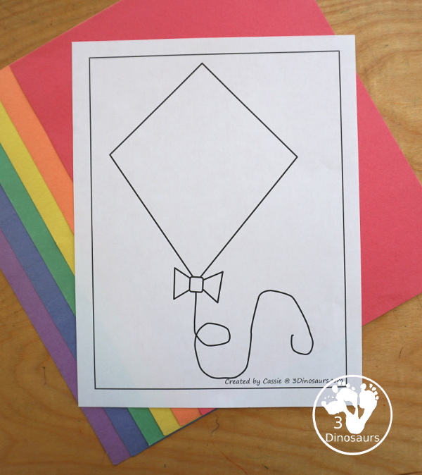 Free Kite Fine Motor Mat - a fun fine motor mat set for spring. You have kite templates, kite tracing, kite dot markers, and kite q-tip printables. All fun to use for a spring theme for fine motor centers of different kids.- 3Dinosaurs.com