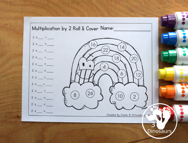Rainbow Multiplication Roll & Cover  has multiplication 1 to 12 and 1 to 15 with two options of equations for each set.- 3Dinosaurs.com