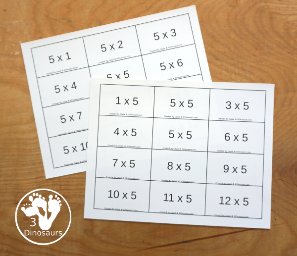 Ocean Multiplication Roll & Cover  has multiplication 1 to 12 and 1 to 15 with two options of equations for each set. Multiplication flashcards you can print on one page for each number - 3Dinosaurs.com