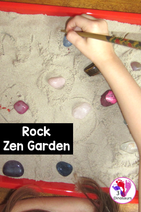 Rock Zen Garden - easy fine motor and calm down activity for kids. This sensory activity is super simple to set up and play.- 3Dinosaurs.com