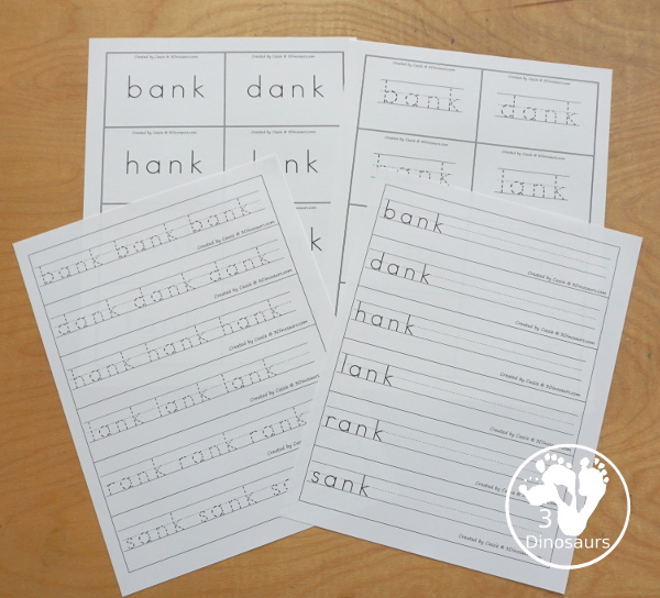 CVCC Word Writing & Card Set. You have flashcards, tracing flashcards, writing pages, tracing pages, Word Building mats and more. These are great for first grade and second grade learning to read printables - 3Dinosaurs.com