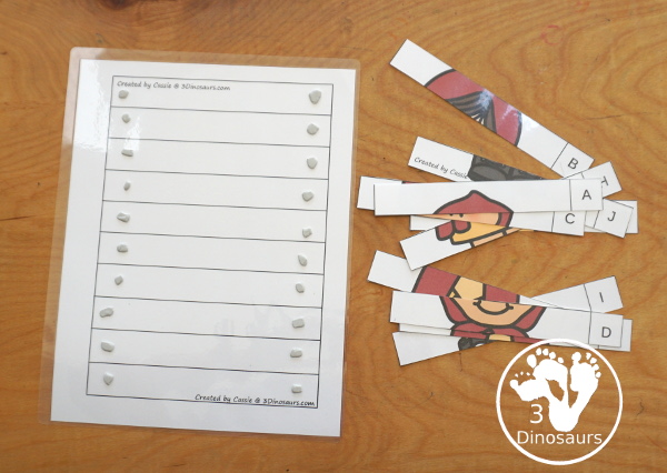 Free Little Red Riding Hood Alphabetical Order Puzzle Printable has three puzzles for kids to put the uppercase letters in order. The puzzles start with letters at the top and work their way down to put them in ascending order. 3Dinosaurs.com