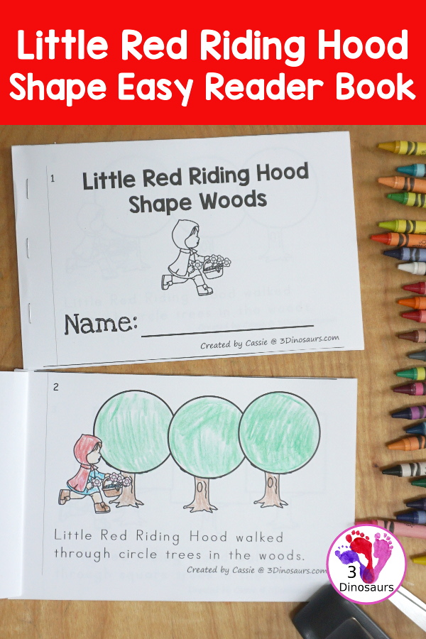 Free Little Red Riding Hood Shape Woods Easy Reader Book - a fun 14 page easy reader book with different shape trees for Little Red Riding Hood to walk to through on the way to Grandma's House. - 3Dinosaurs.com