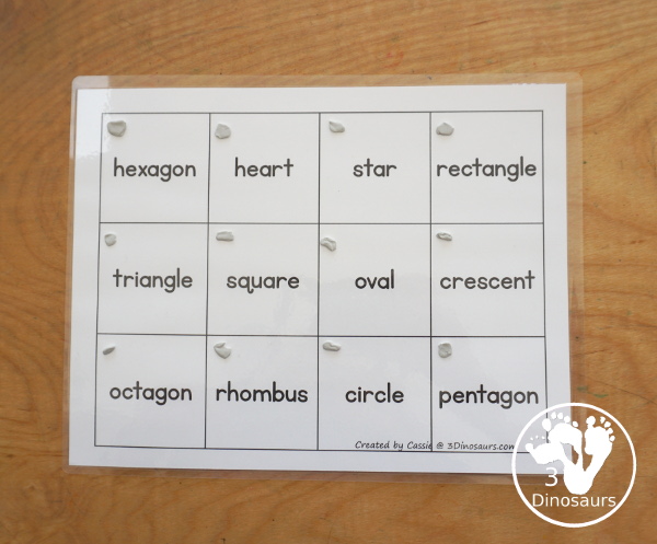 Free Little Red Riding Hood Shape Puzzle Printable for kids with matching geometric shape to the shape word on the mat. A great shape and Little Red Riding Hood printable for kids learning shapes. Plus fun theme for kids - 3Dinosaurs.com