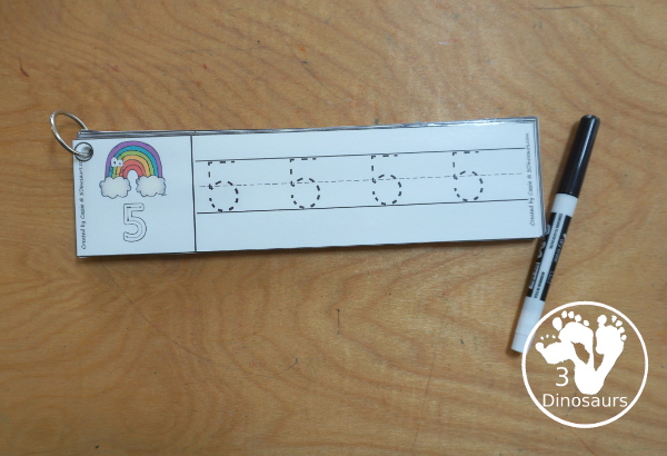 Free Rainbow Number Tracing Strips - with numbers 0 to 20. You can tracing the numbers and an example of how to trace the numbers on the strips, plus an rainbow on each tracing strip. - 3Dinosaurs.com