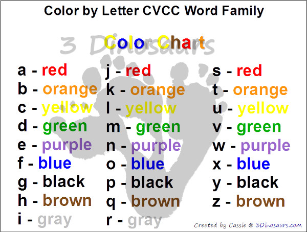 Free CVCC Word Family Color by Letter: -ANG, -ING, -ONG, - UNG - 3Dinosaurs.com