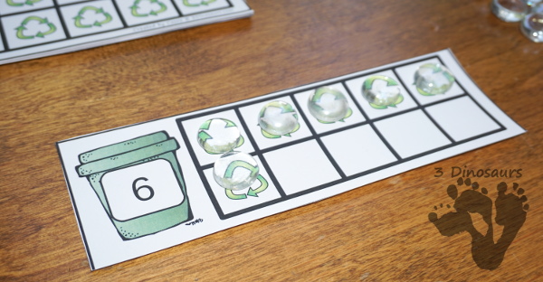 Free Earth Day Ten Frame Cards - two different types of cards to use - 3Dinosaurs.com