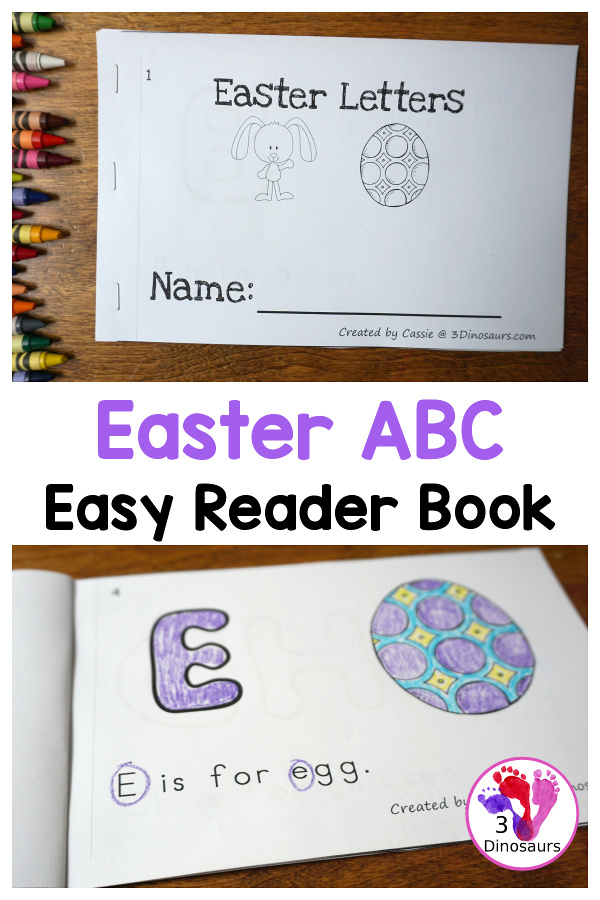 Free Easter ABC Easy Reader Book - with 8 pages with fun beginning sounds of Easter themes words for kids in prek and kindergarten - 3Dinosaurs.com