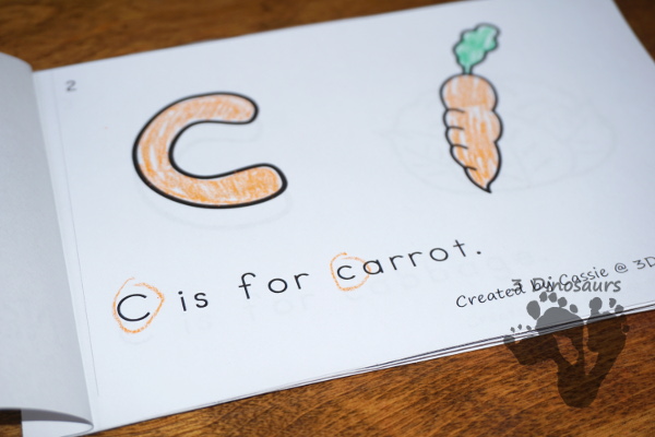 Free Garden Themed ABC Easy Reader Book -  with 10 pages and a veggie theme - 3Dinosaurs.com