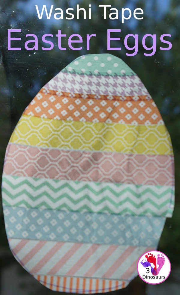 Easy To Make Washi Tape Easter Eggs - they make a great window decoration - 3Dinosaurs.com