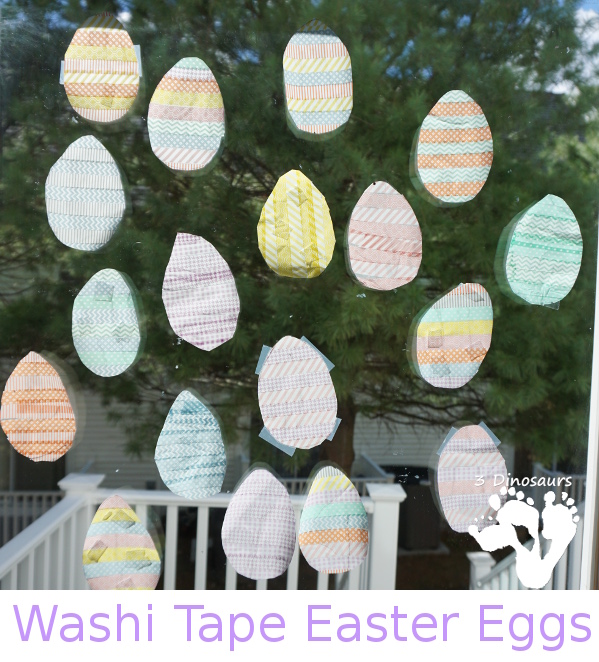 Easy To Make Washi Tape Easter Eggs - they make a great window decoration - 3Dinosaurs.com